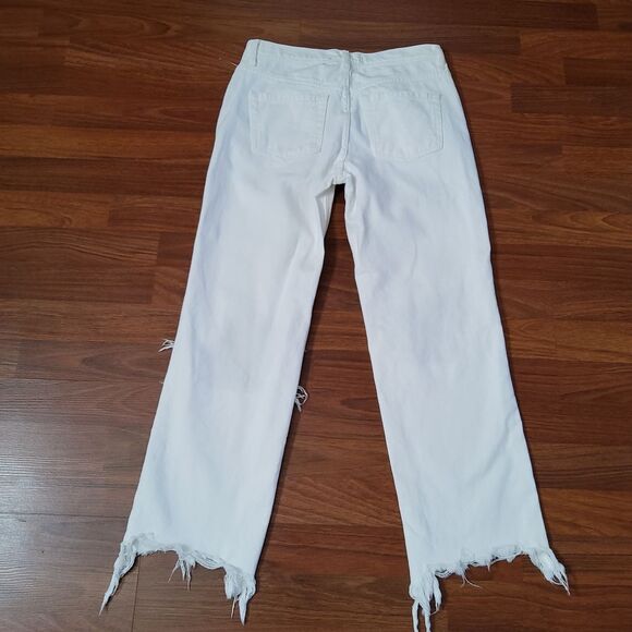Free People We The Free Maggie Destroyed Distressed White Denim Jeans 26 - Picture 2 of 9